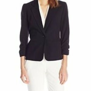 Black Nine West Women's 1 Button Blazer Rouched